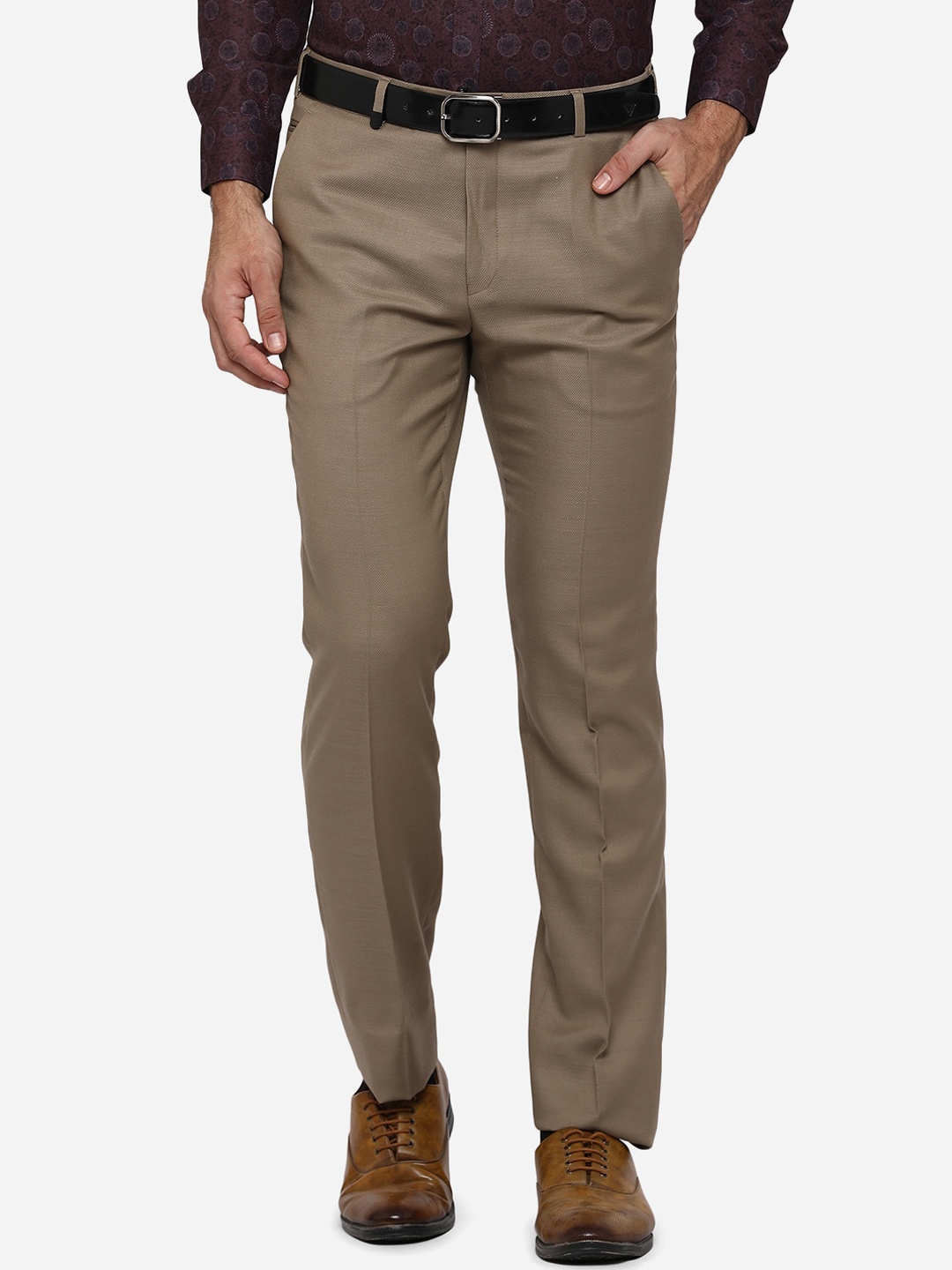 

JB STUDIO Men Beige Slim Fit Formal Trousers