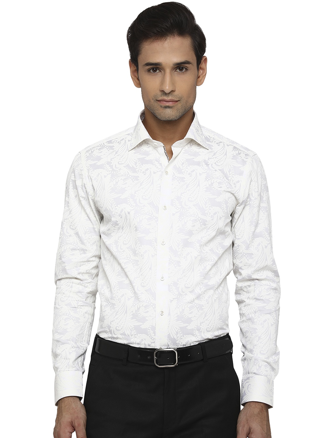 

JB STUDIO Men White Slim Fit Floral Opaque Printed Formal Shirt