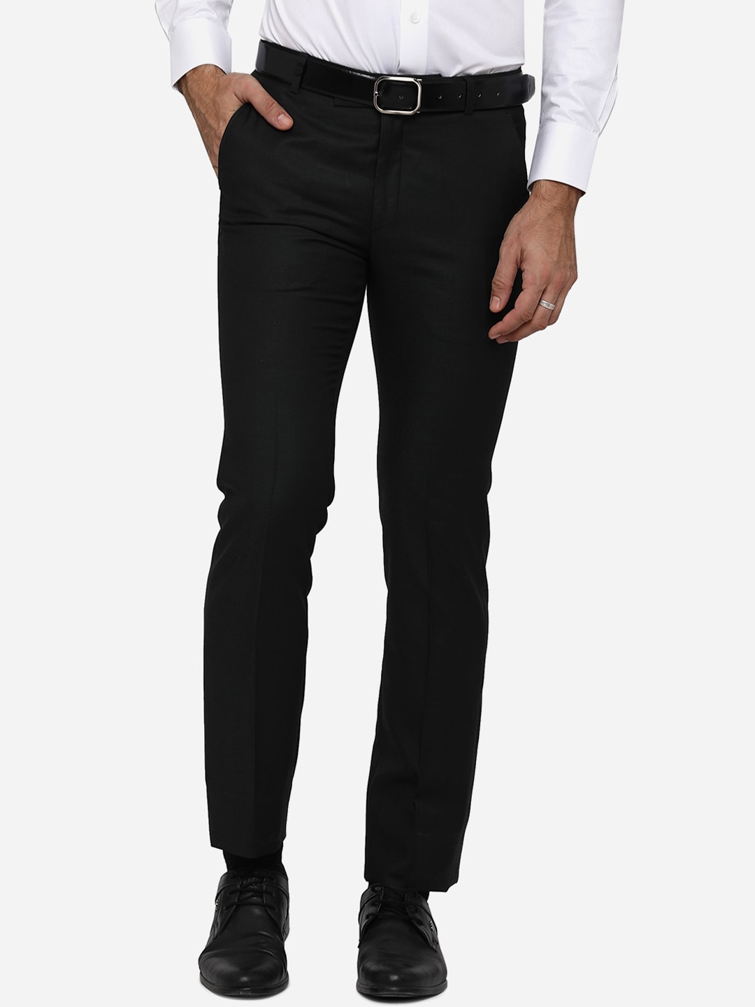 

JB STUDIO Men Olive Green Slim Fit Formal Trousers