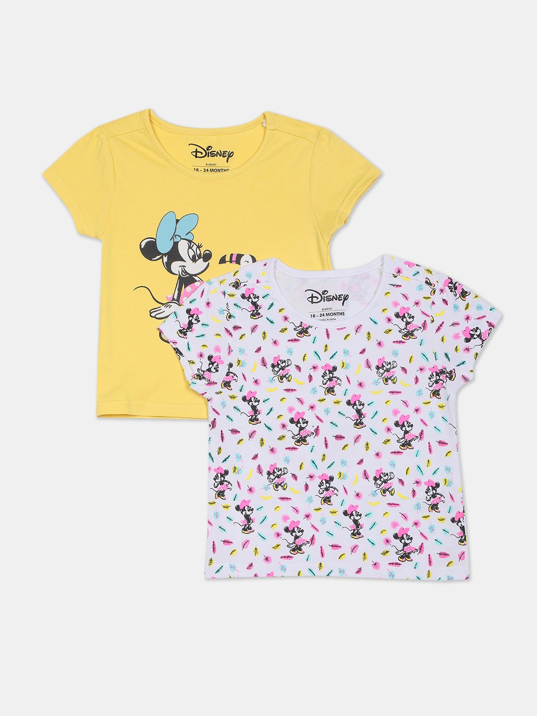 

Colt Girls Pack Of 2 Multicoloured Minnie Mouse Printed T-shirts, Multi