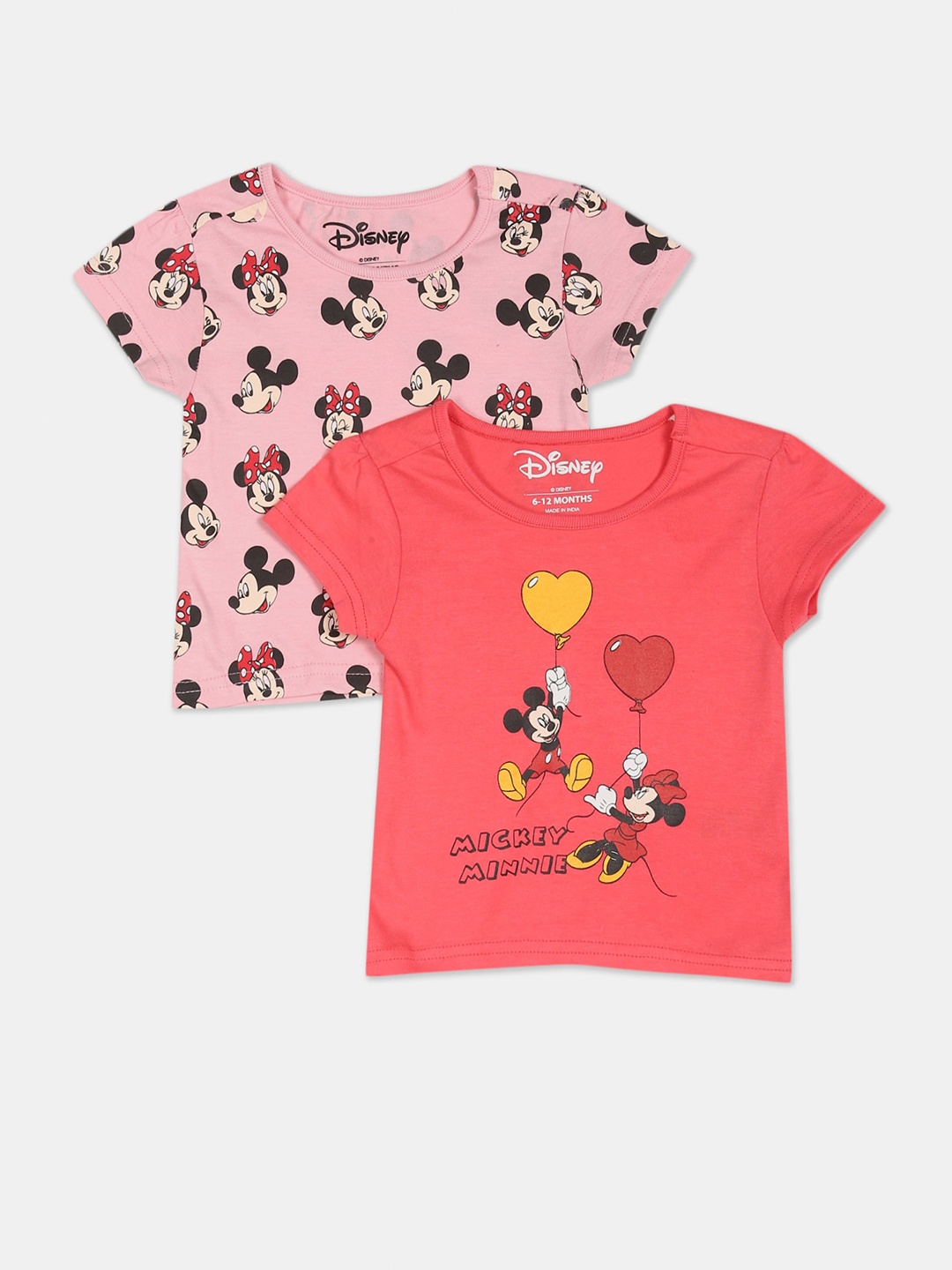 

Colt Girls Pink & Red Pack Of 2 Minnie Mouse Printed T-shirt