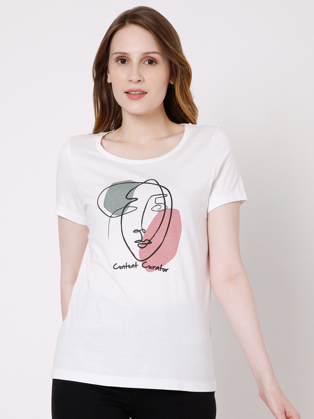 

Vero Moda Women White Printed T-shirt