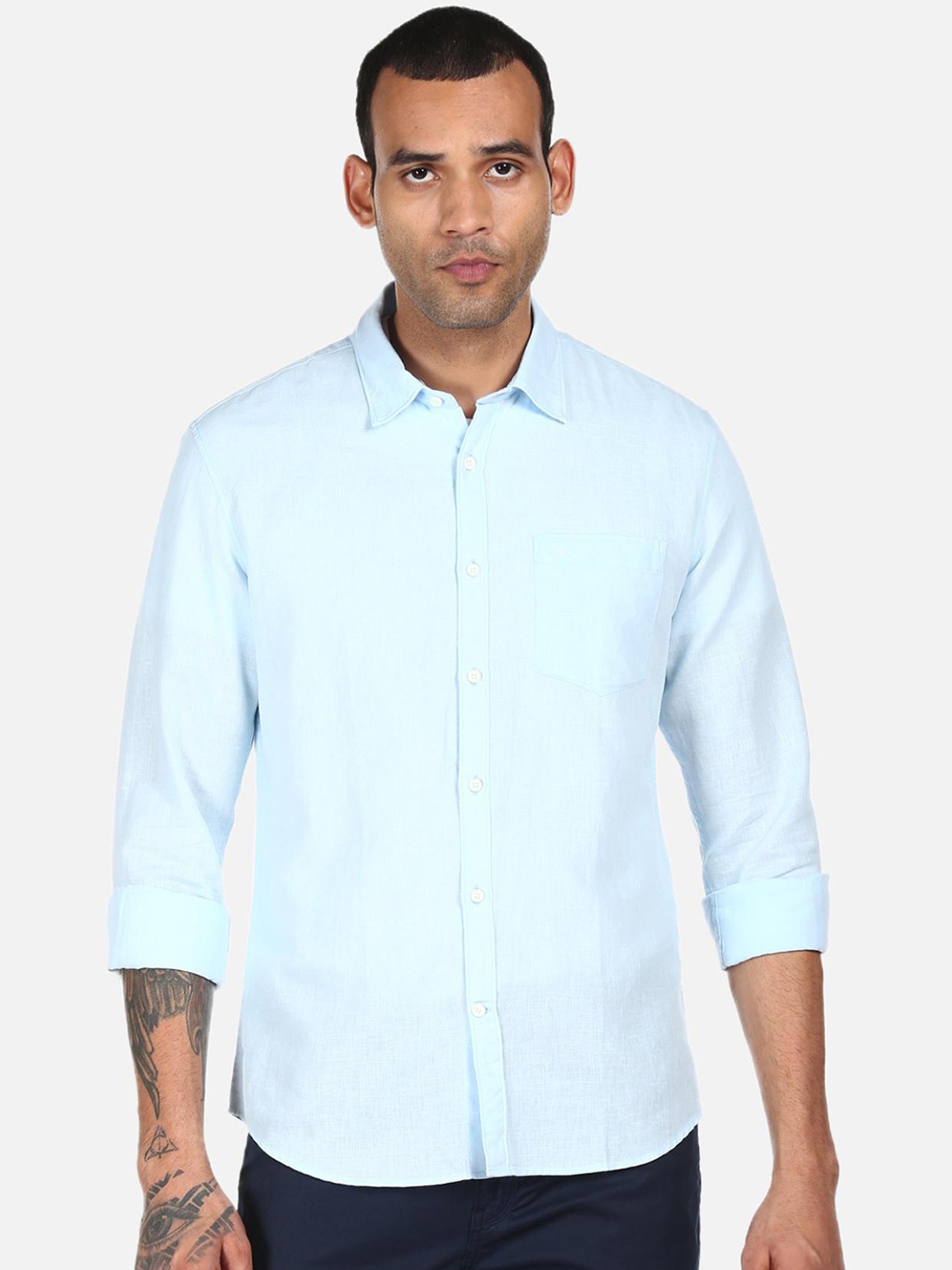 

AD By Arvind Men Blue Casual Shirt