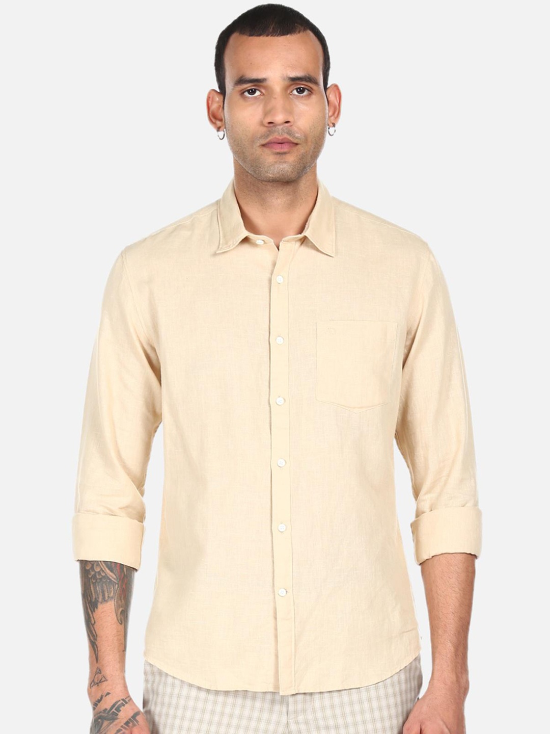 

AD By Arvind Men Beige Casual Shirt