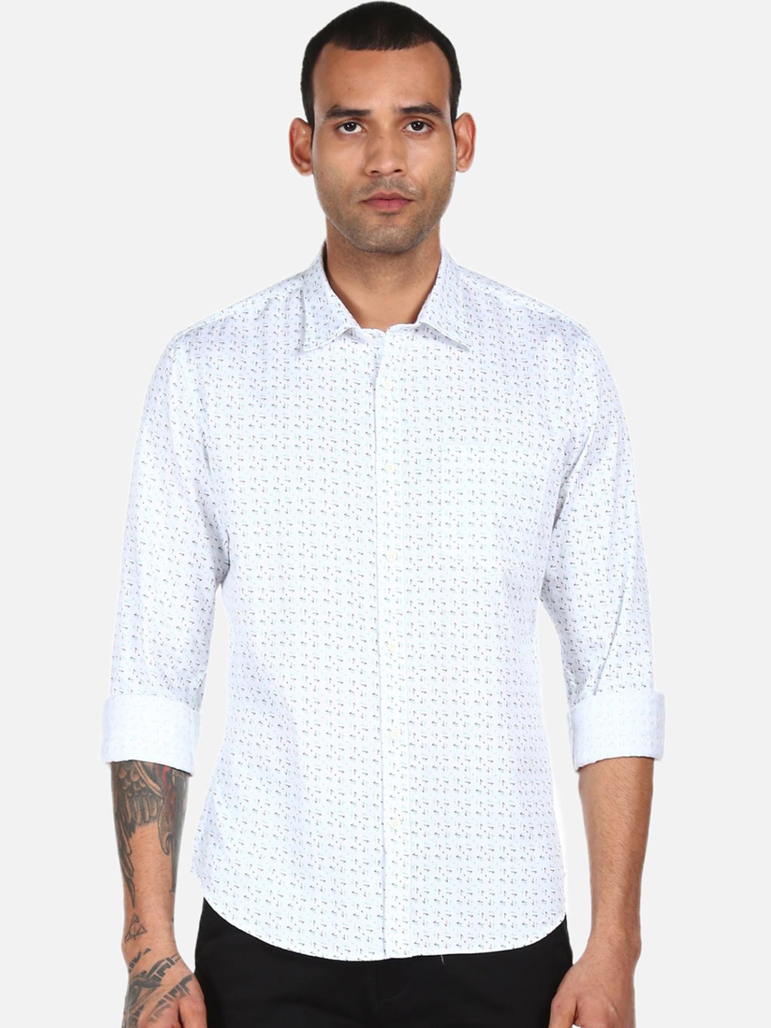 

AD By Arvind Men White Floral Printed Casual Shirt