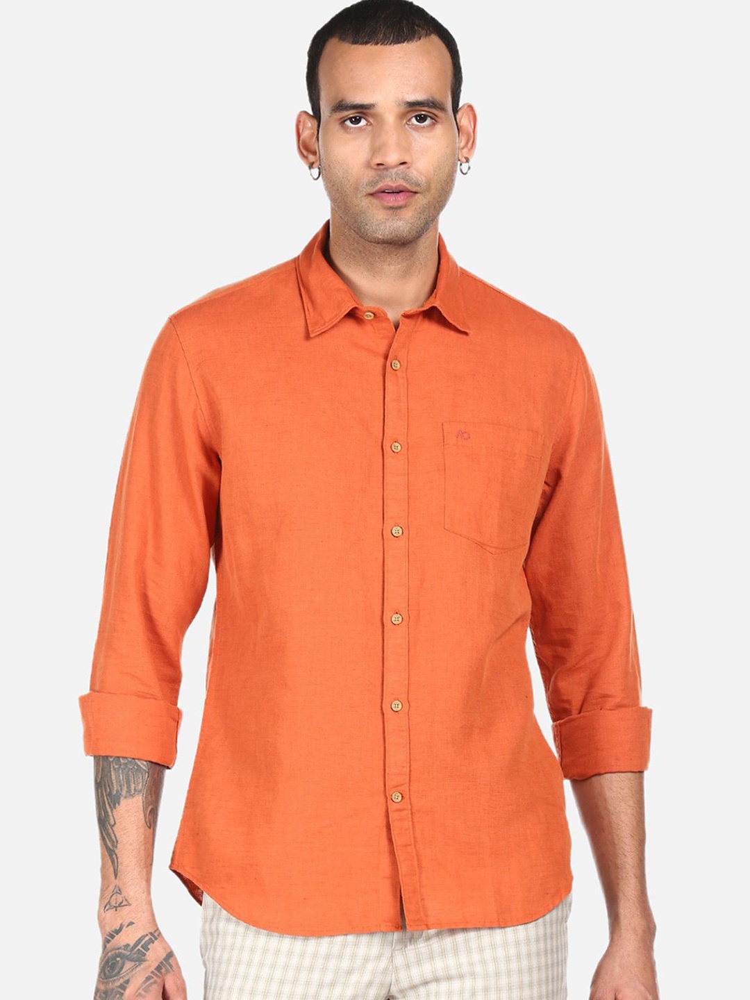 

AD By Arvind Men Orange Casual Shirt