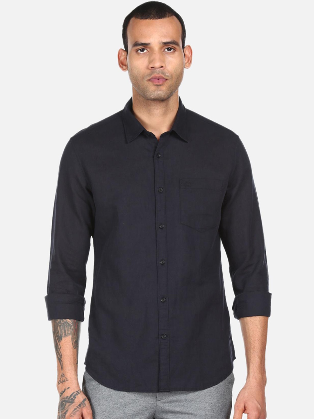 

AD By Arvind Men Black Opaque Casual Shirt