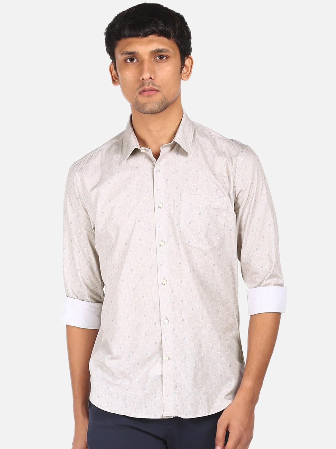 

AD By Arvind Men Grey Floral Opaque Printed Casual Shirt