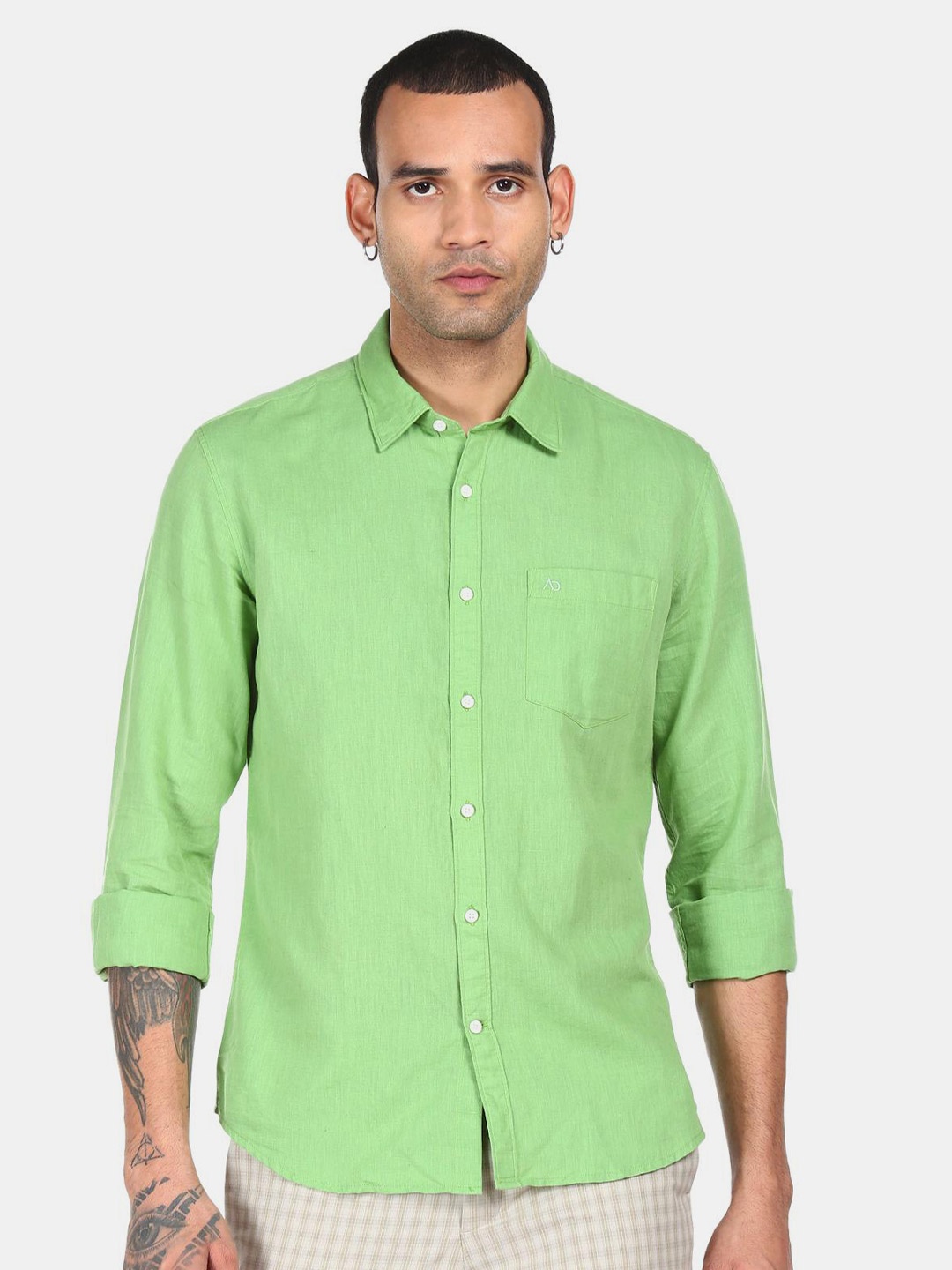

AD By Arvind Men Green Casual Shirt