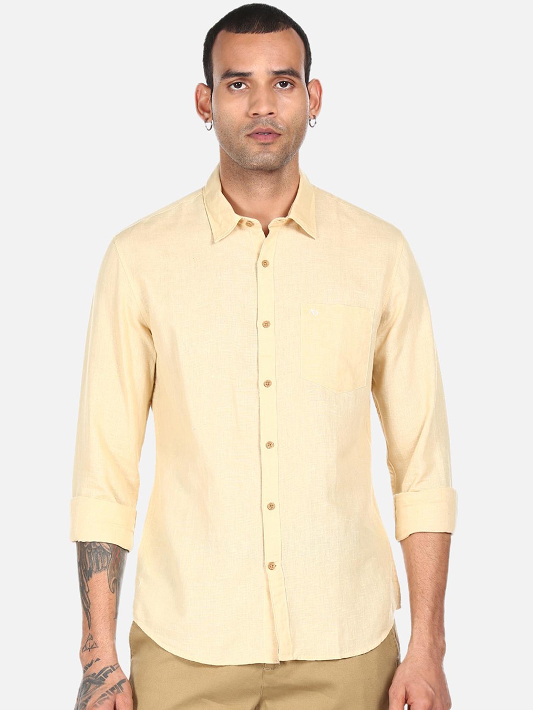 

AD By Arvind Men Beige Casual Shirt