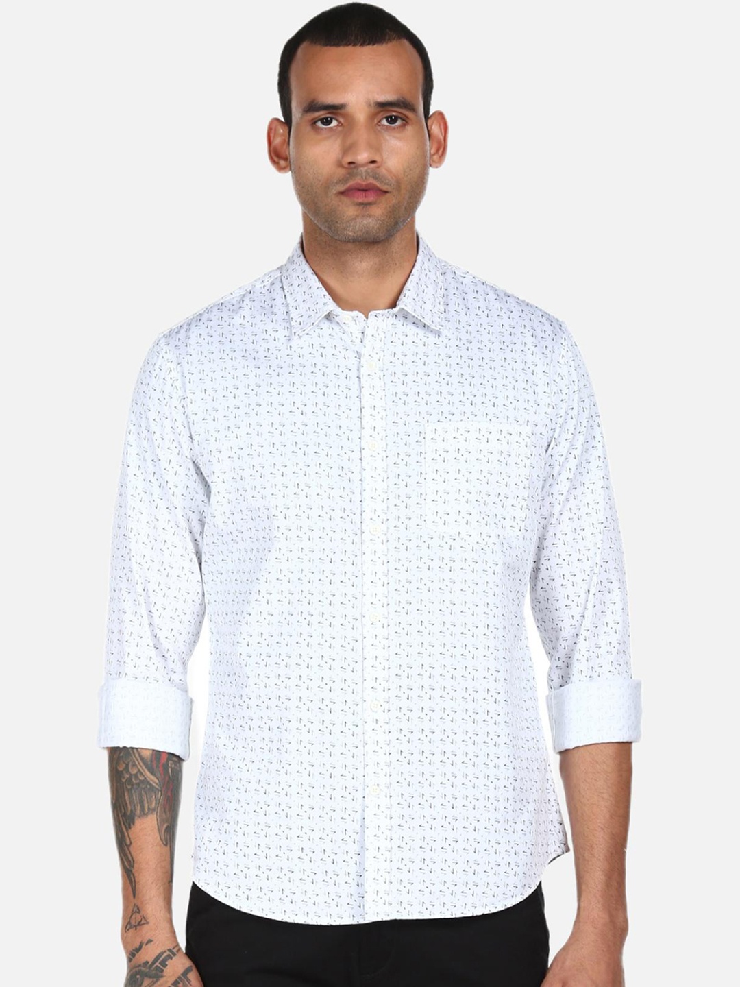 

AD By Arvind Men White Printed Casual Shirt, Multi