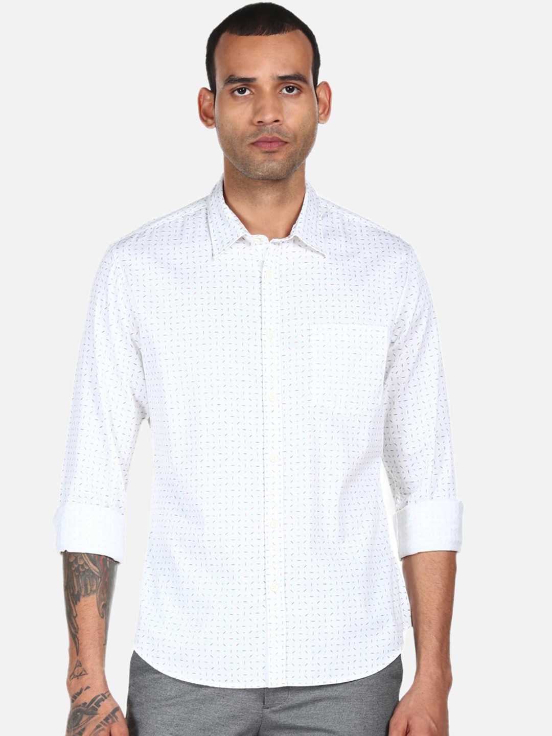 

AD By Arvind Men White Printed Casual Shirt