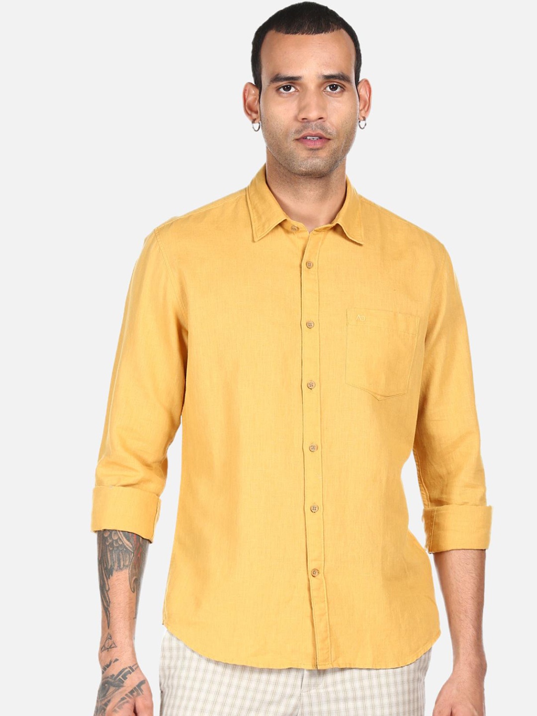 

AD By Arvind Men Yellow Casual Shirt