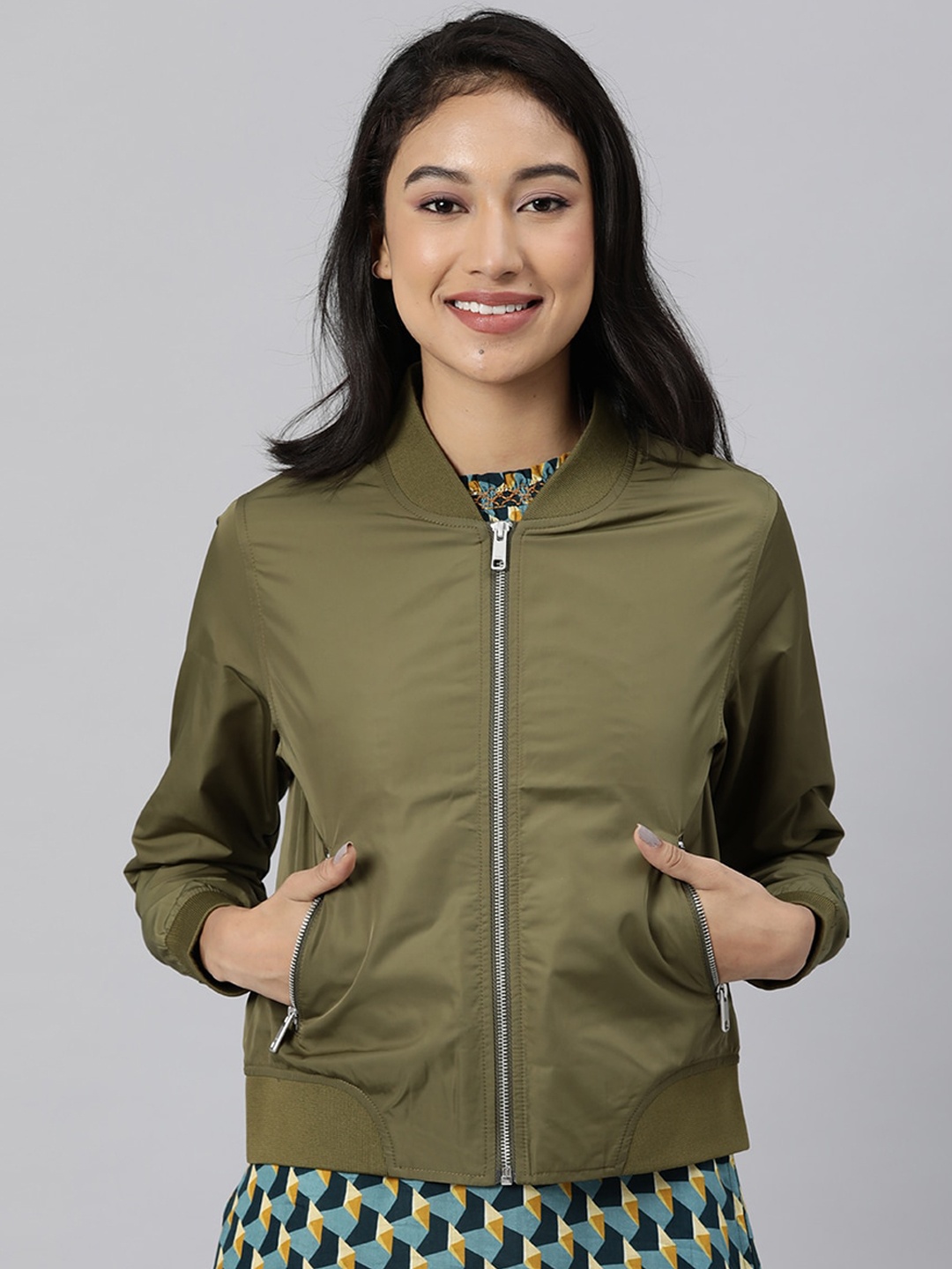 

RAREISM Women Olive Green Padded Jacket