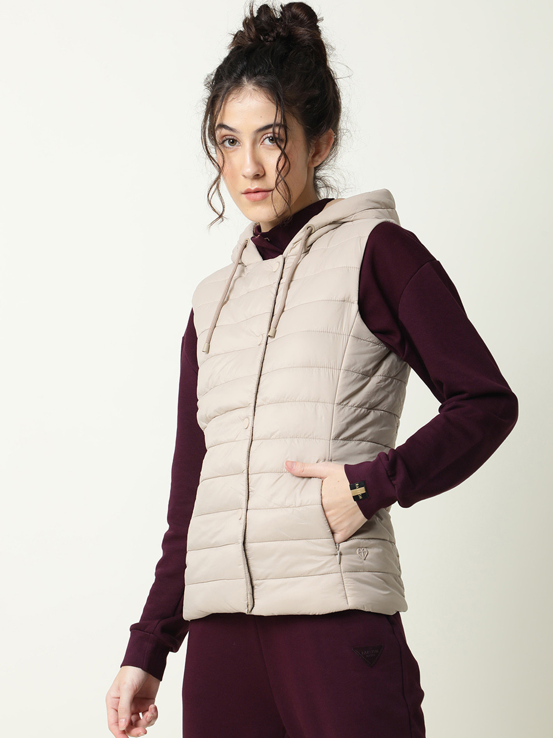 

RAREISM Women Beige Striped Crop Tailored Jacket