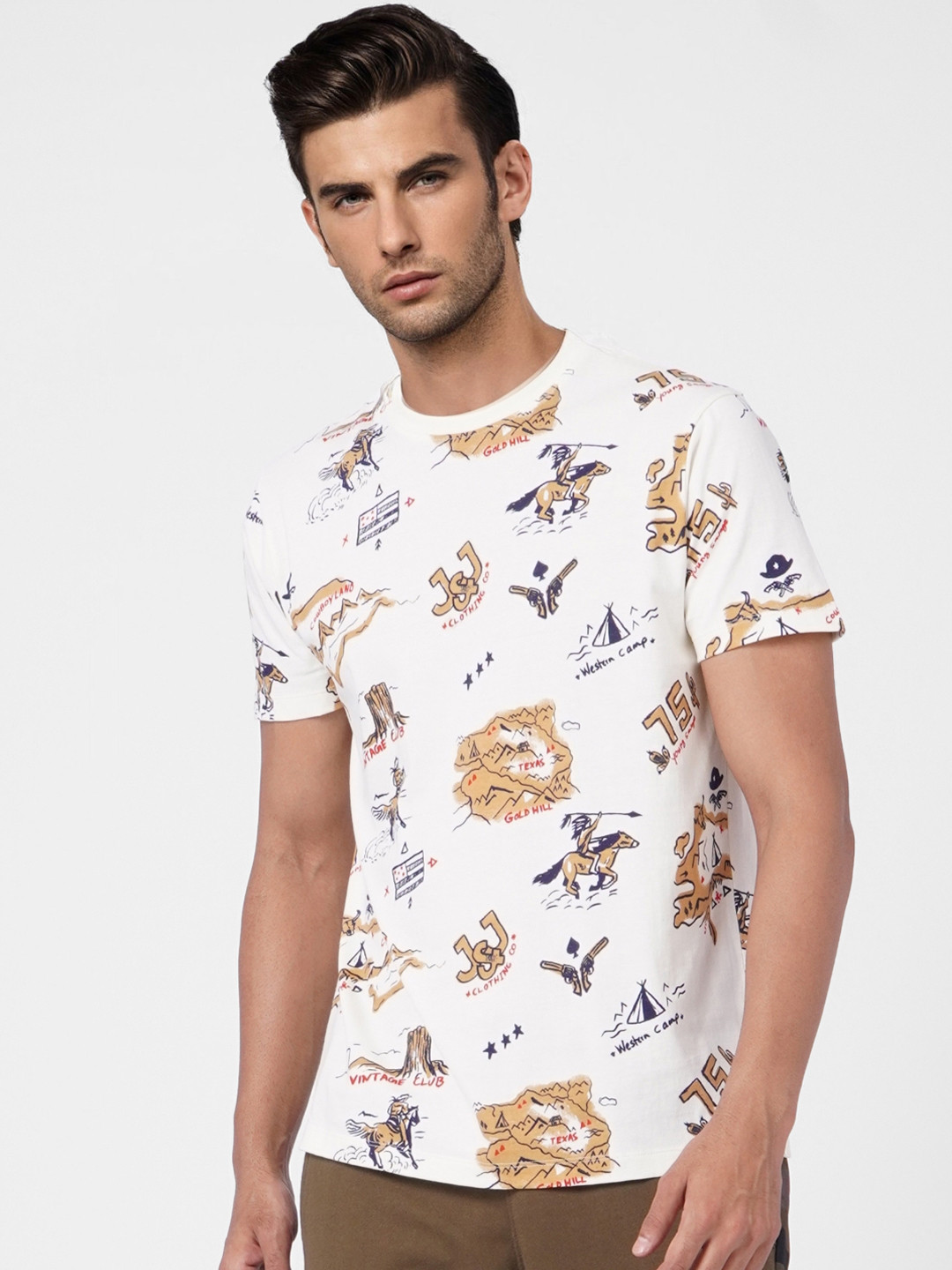 

Jack & Jones Men Off White Printed T-shirt