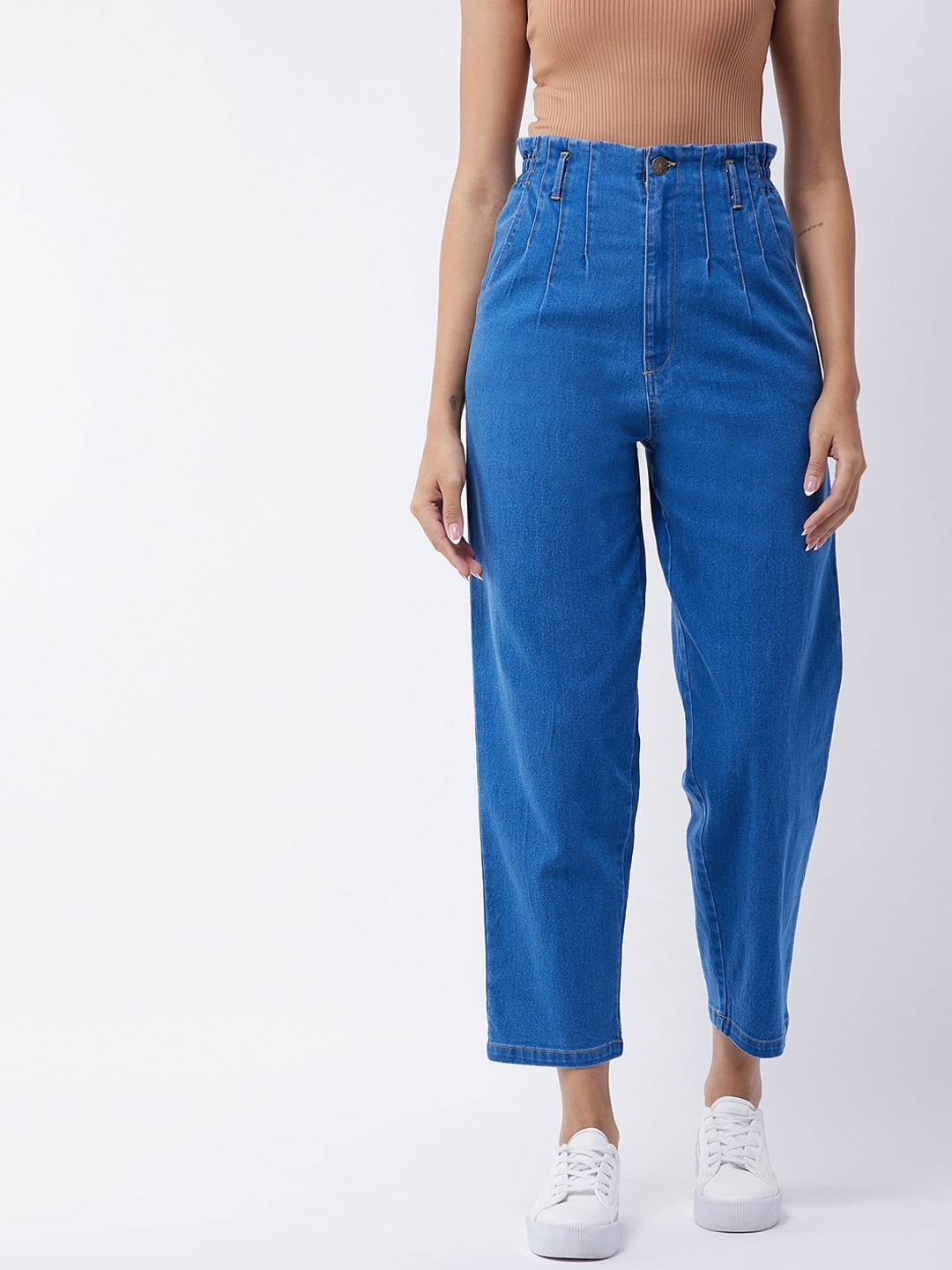 

MAGRE Women Blue Loose Fit High-Rise Pleated Trousers