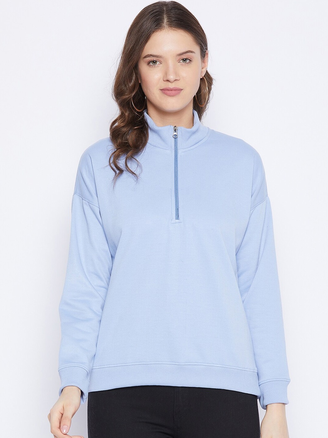 

FRENCH FLEXIOUS Women Blue Solid Sweatshirt