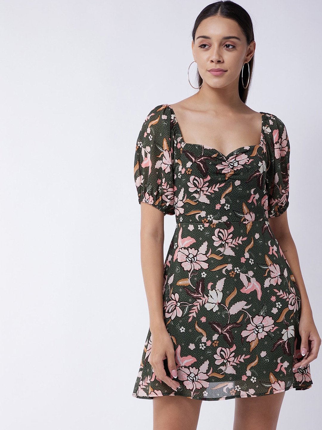 

MAGRE Green Floral Georgette Dress