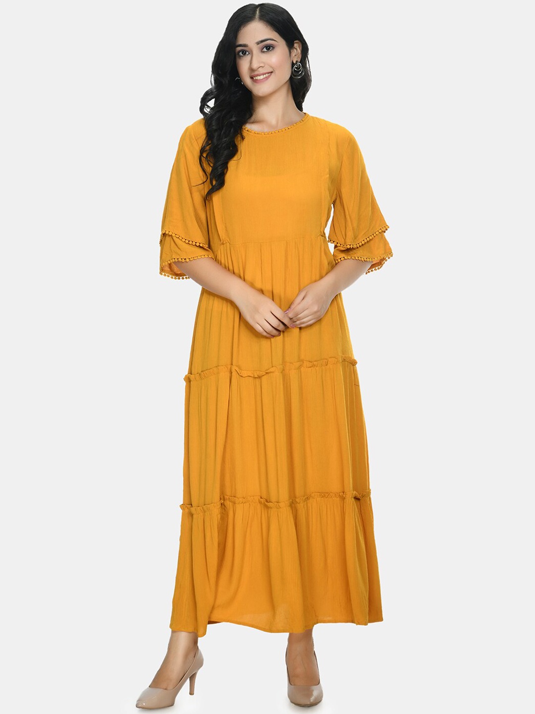 

Aaruvi Ruchi Verma Mustard Yellow Maternity Maxi Dress