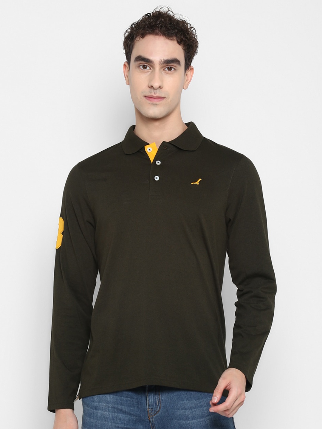

American Crew Men Olive Green Polo Collar T-shirt