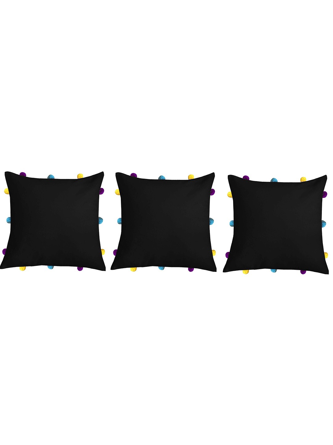 

Lushomes Set of 3 Black & Yellow Cotton Square Cushion Covers