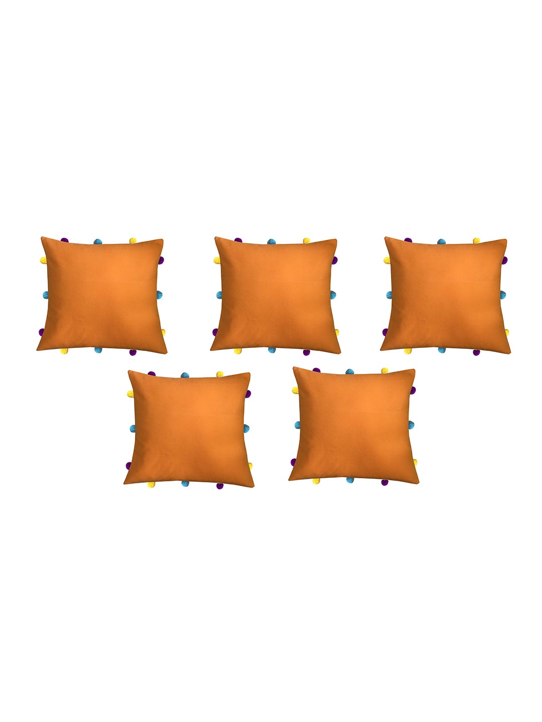 

Lushomes Orange Set of 5 Square Cushion Covers