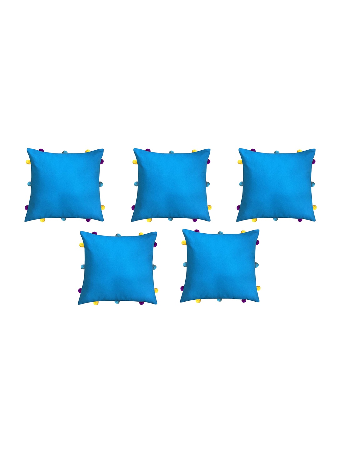 

Lushomes Blue & Yellow Set of 5 Square Cushion Covers