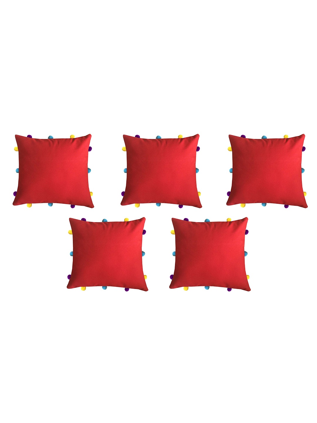 

Lushomes Red & Blue Set of 5 Square Cushion Covers