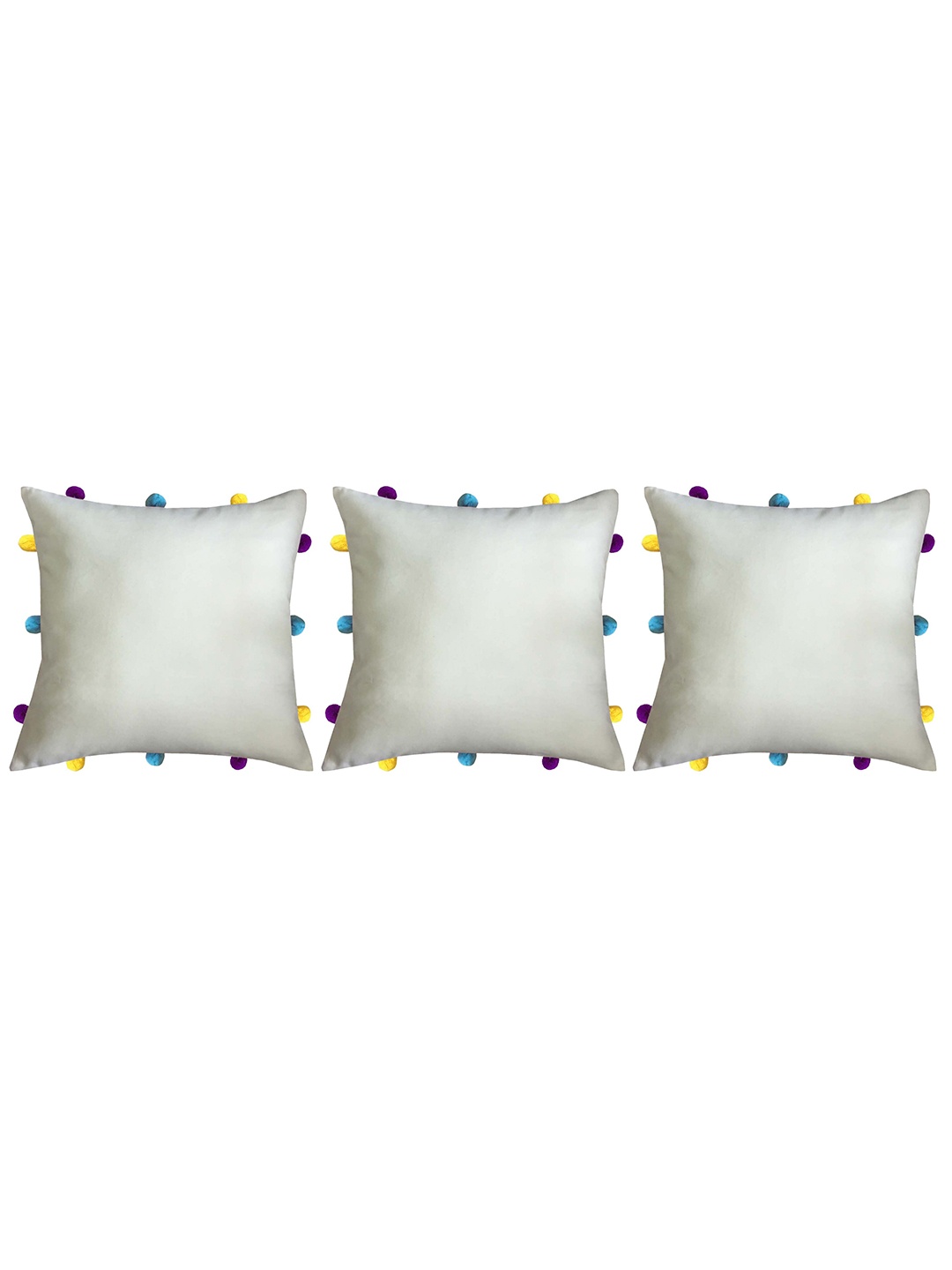 

Lushomes Set of 3 Off White Cotton Square Cushion Covers