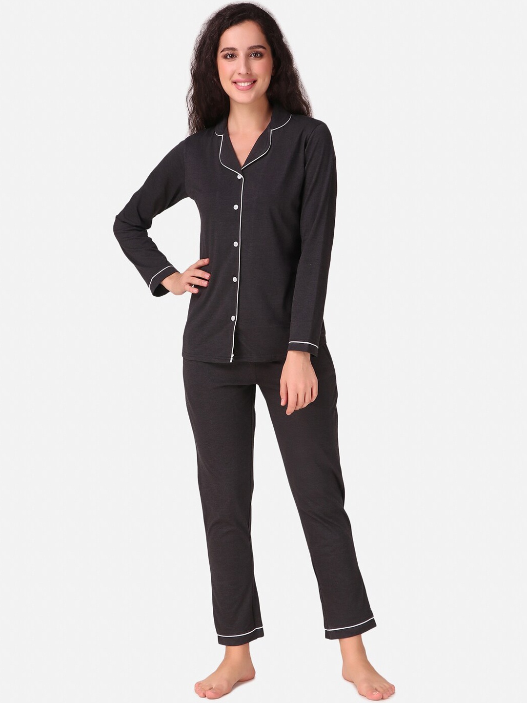 

Masha Women Black Pure Cotton Night suit