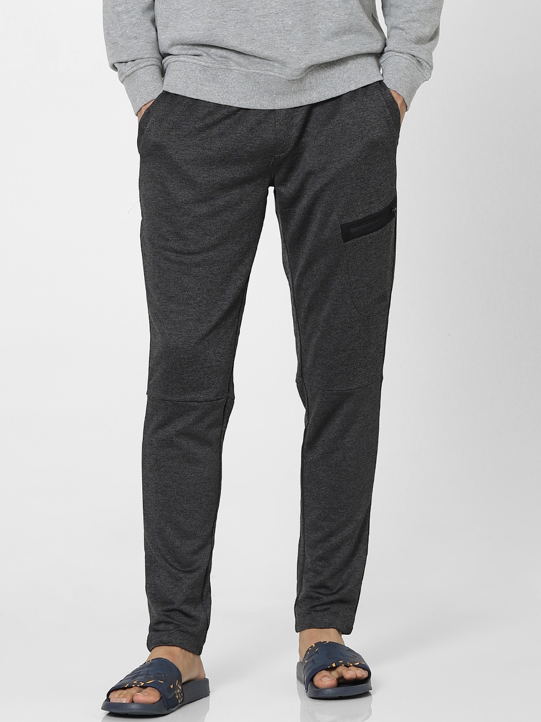 

Jack & Jones Men Grey Solid Track Pants