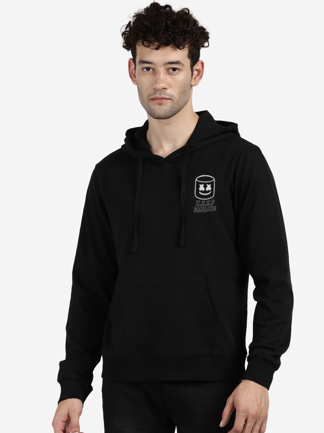 

MASH UNLIMITED Men Black Hooded Sweatshirt