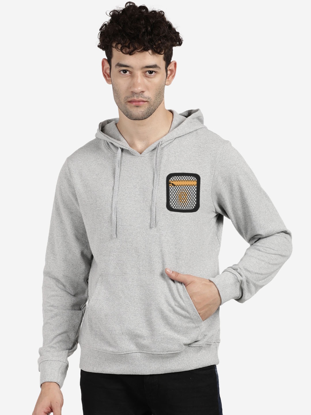

MASH UNLIMITED Men Grey Hooded Sweatshirt