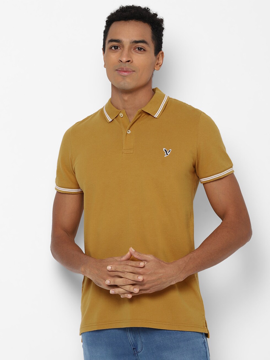 

AMERICAN EAGLE OUTFITTERS Men Brown Polo Collar Slim Fit T-shirt