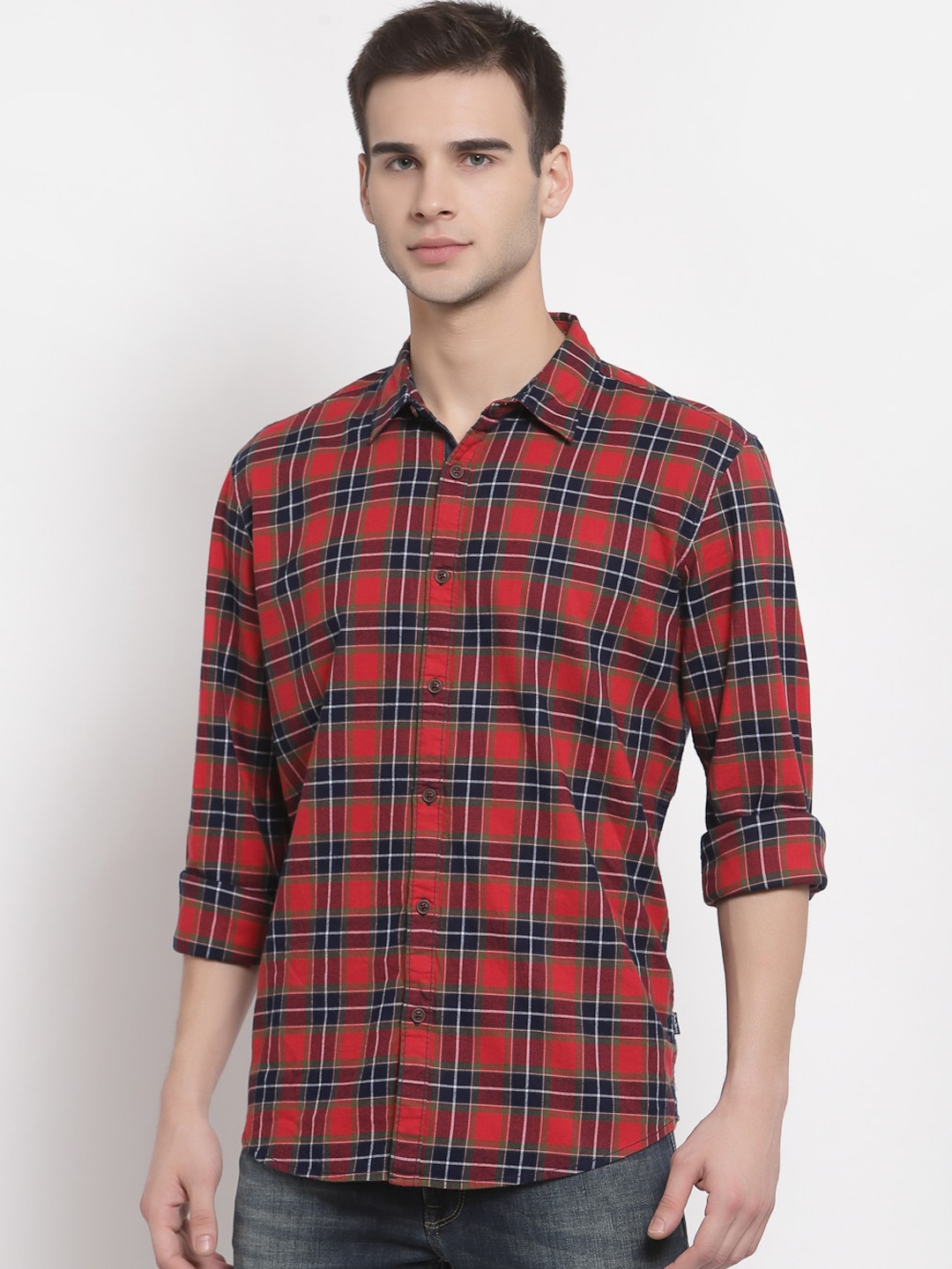

Pepe Jeans Men Red Tartan Checks Opaque Checked Casual Shirt