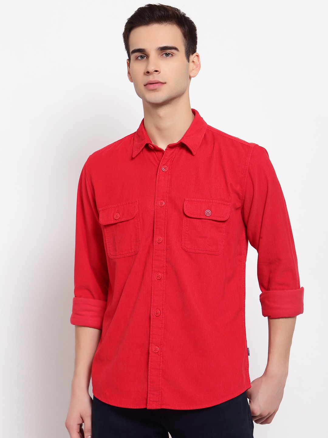 

Pepe Jeans Men Red Solid Opaque Cotton Casual Shirt
