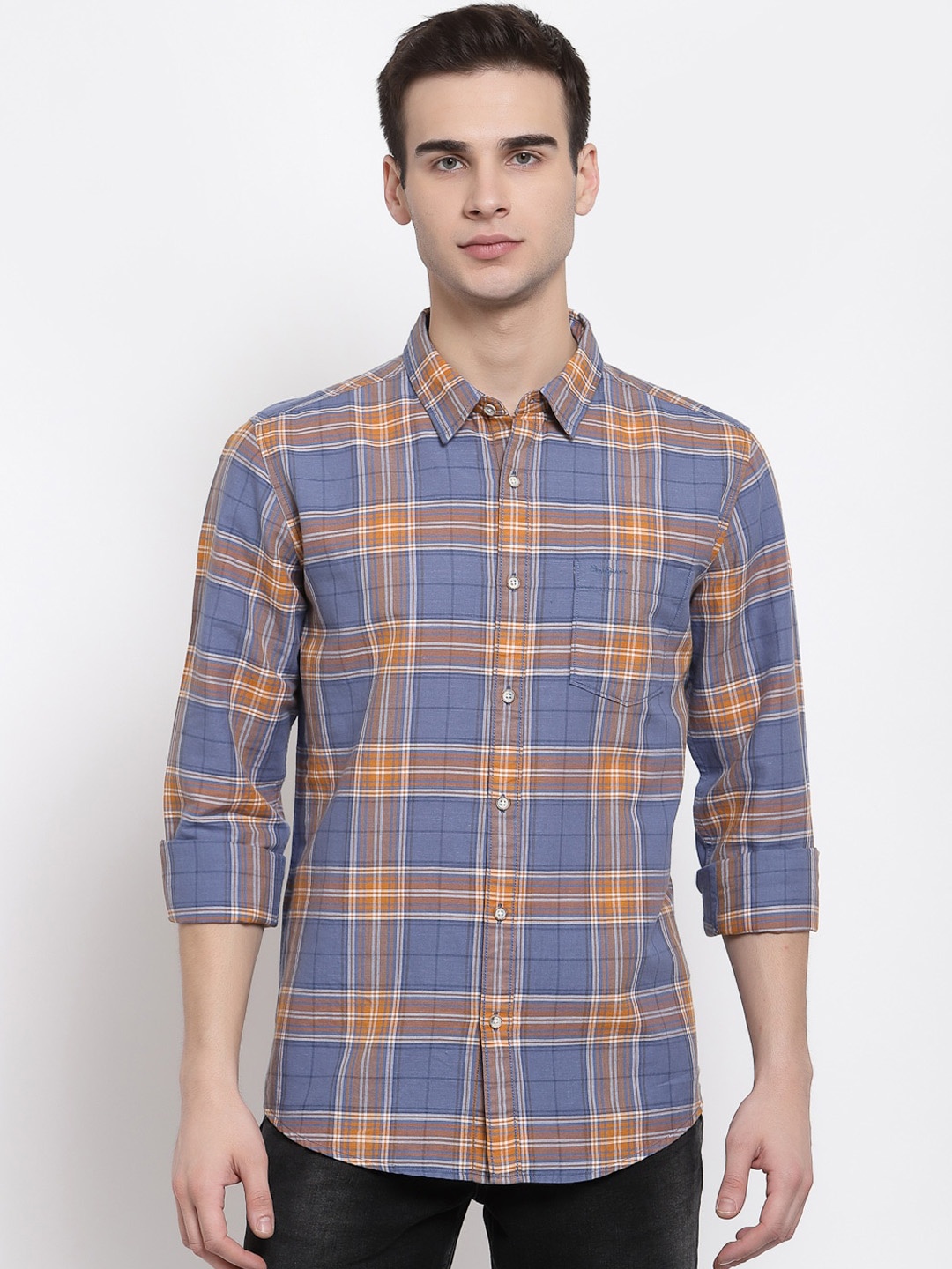 

Pepe Jeans Men Blue Tartan Checks Opaque Checked Casual Shirt