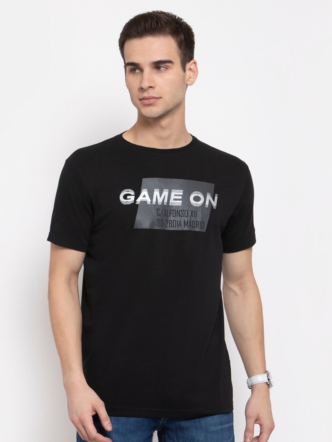 

Pepe Jeans Men Black Typography Printed Applique T-shirt