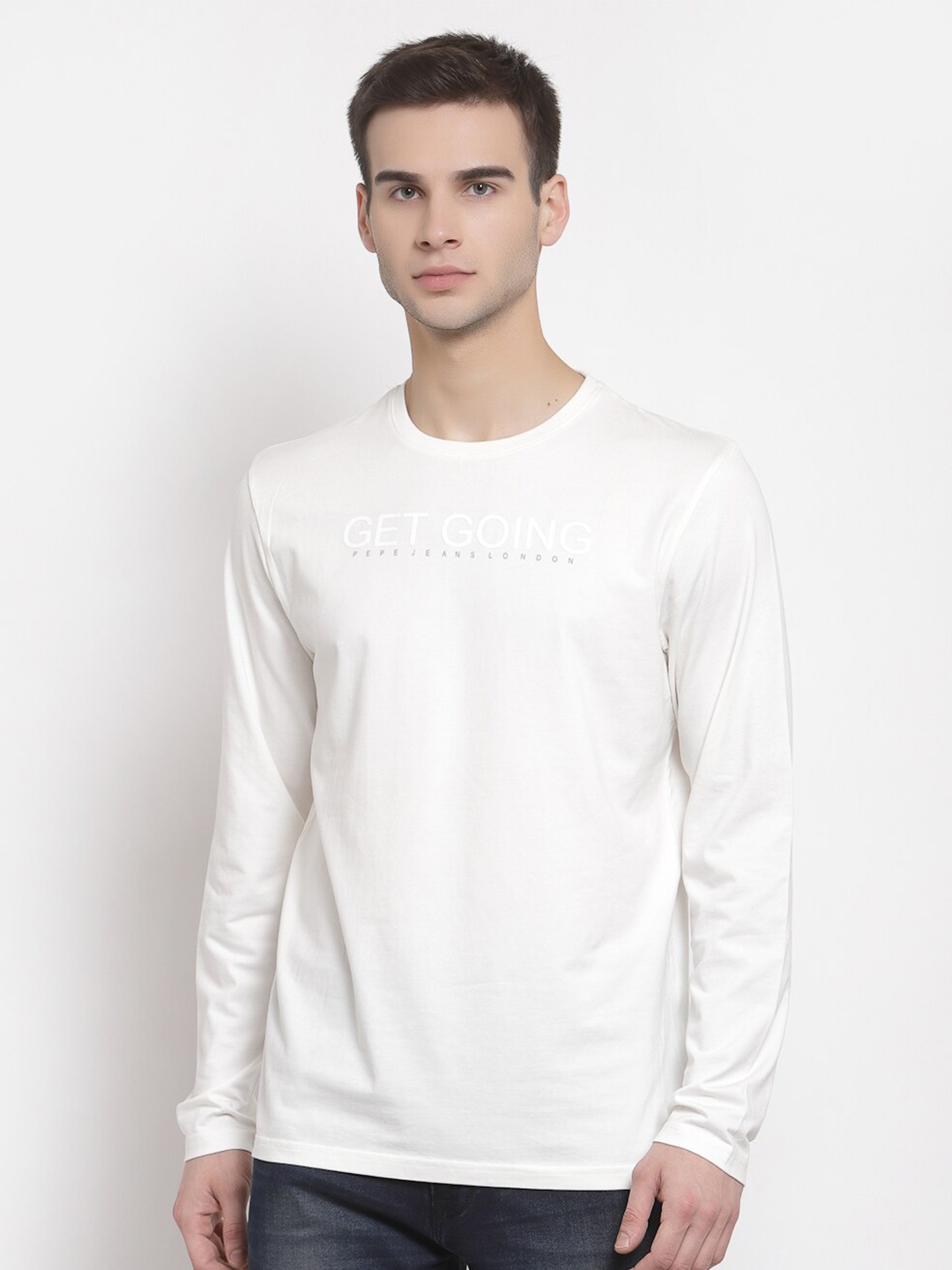 

Pepe Jeans Men White Typography Printed T-shirt