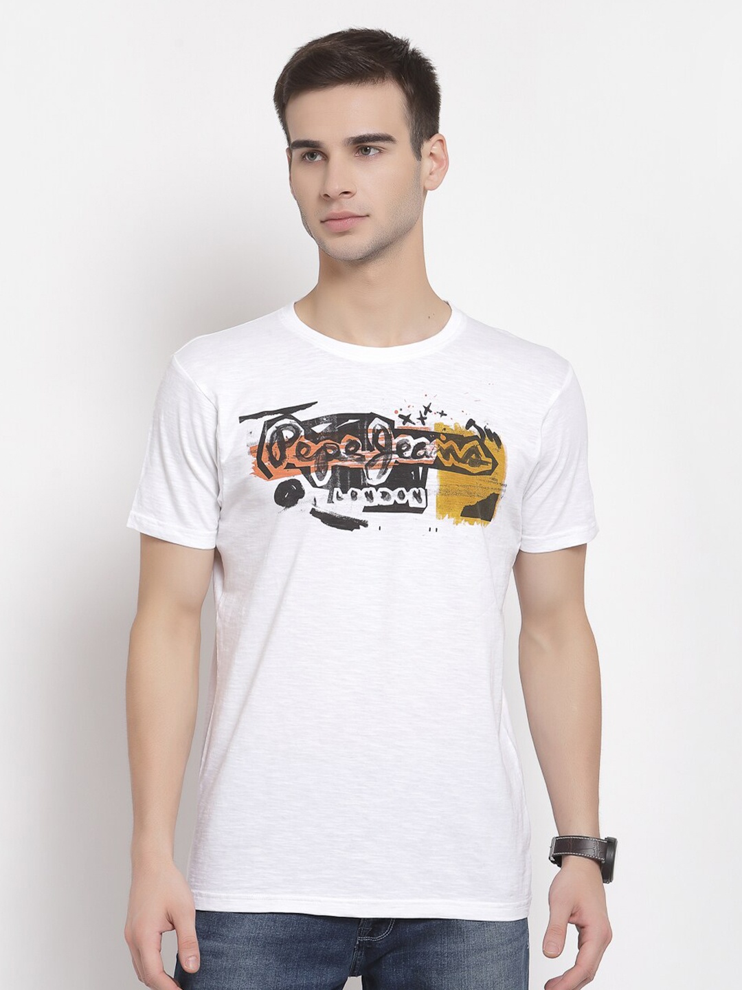 

Pepe Jeans Men Off White Printed T-shirt