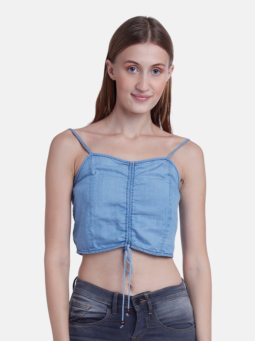 

IX IMPRESSION Blue Indigo Denim Regular Crop Top