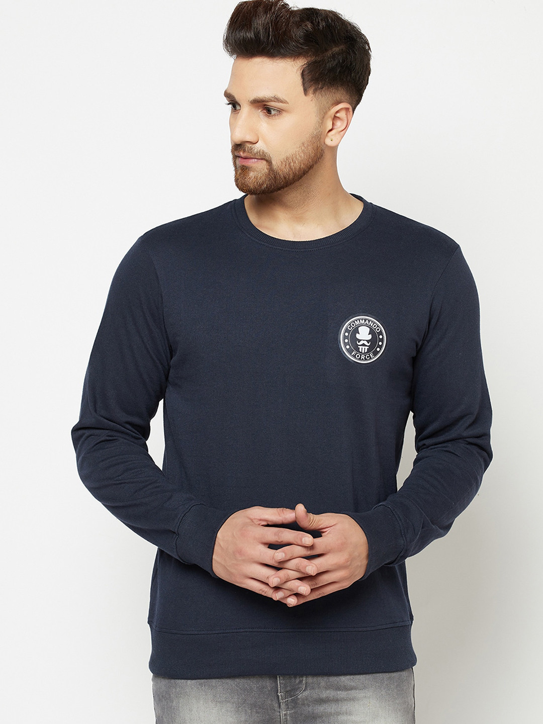 

ELEGANCE Men Navy Blue Printed Sweatshirt
