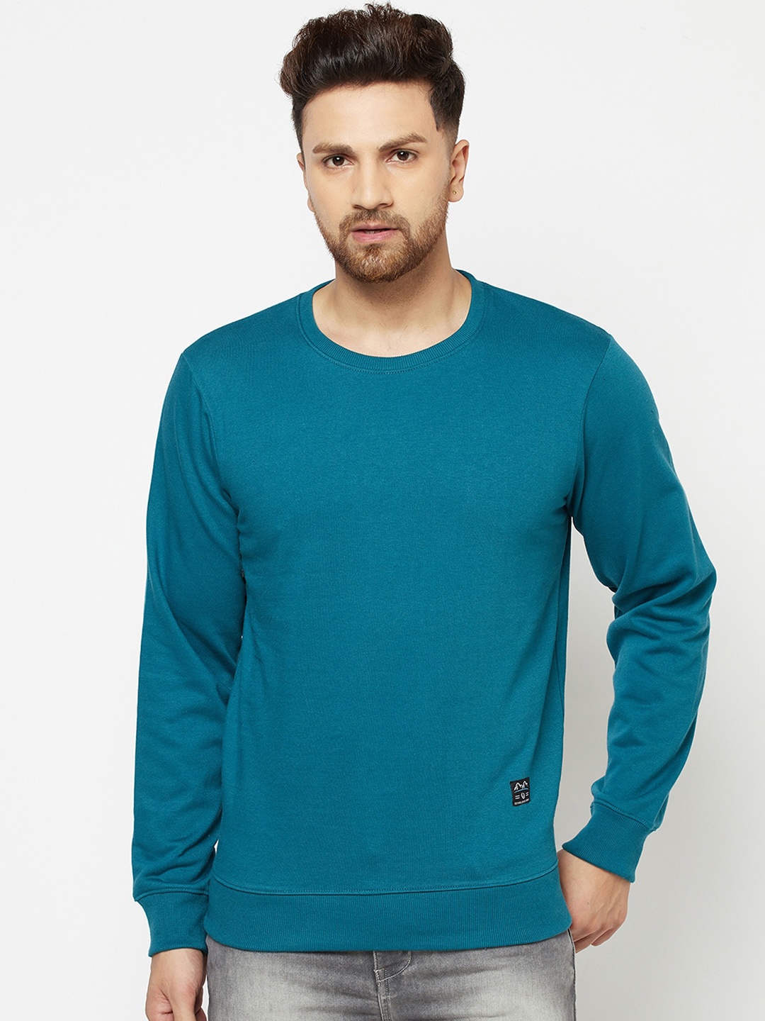 

ELEGANCE Men Teal Blue Sweatshirt