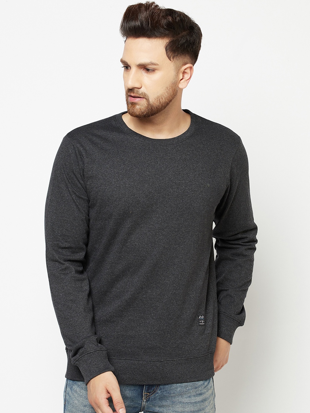 

ELEGANCE Men Charcoal Grey Sweatshirt