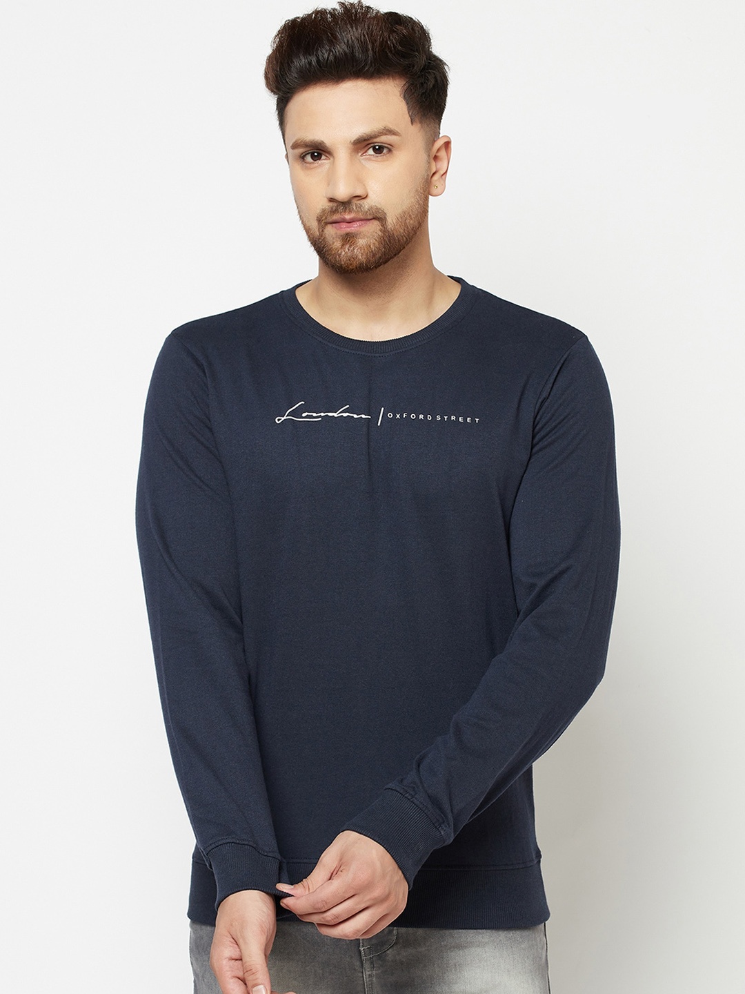 

ELEGANCE Men Navy Blue Printed Sweatshirt
