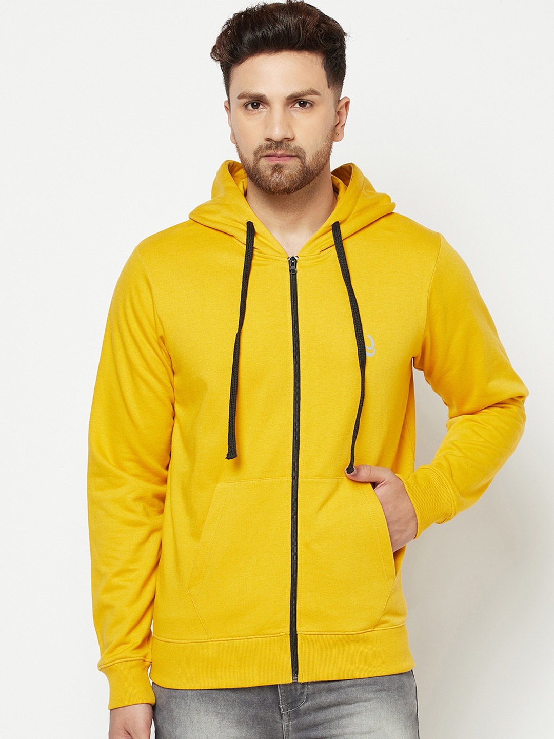 

ELEGANCE Men Mustard Hooded Sweatshirt