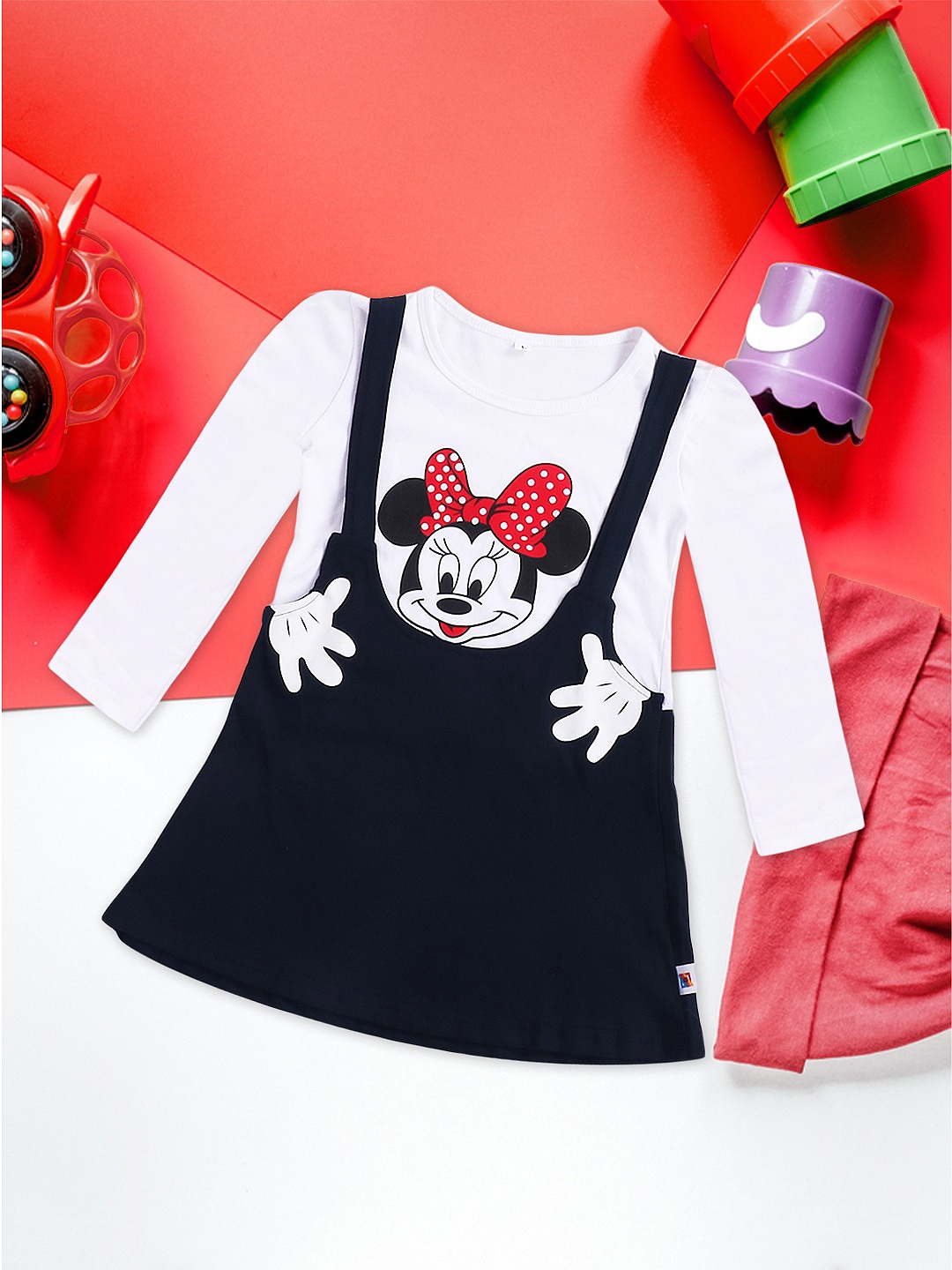 

Fashitale Black & White Minnie Mouse Printed A-Line Dress