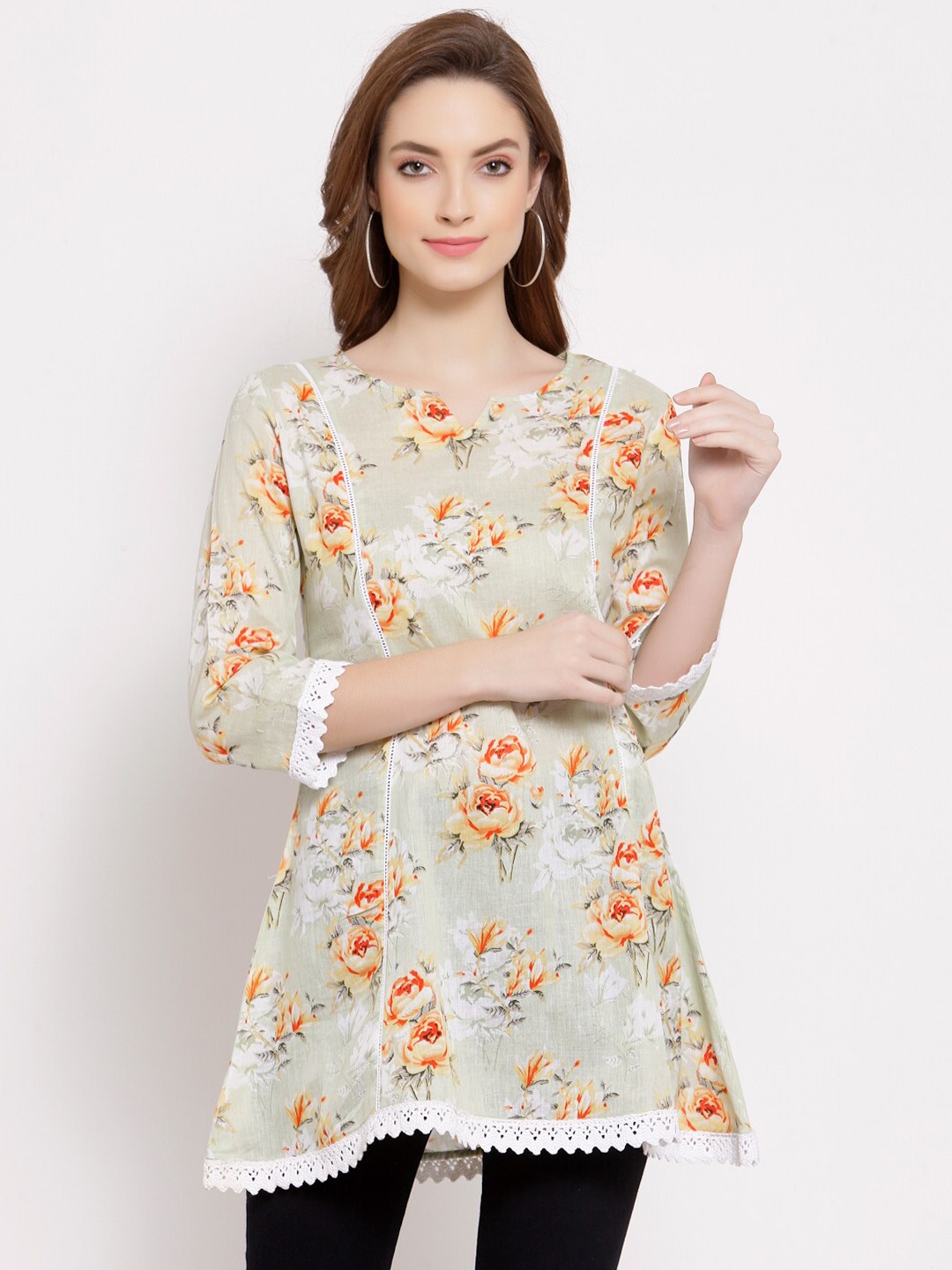 

Myshka Off White & Yellow Printed Tunic