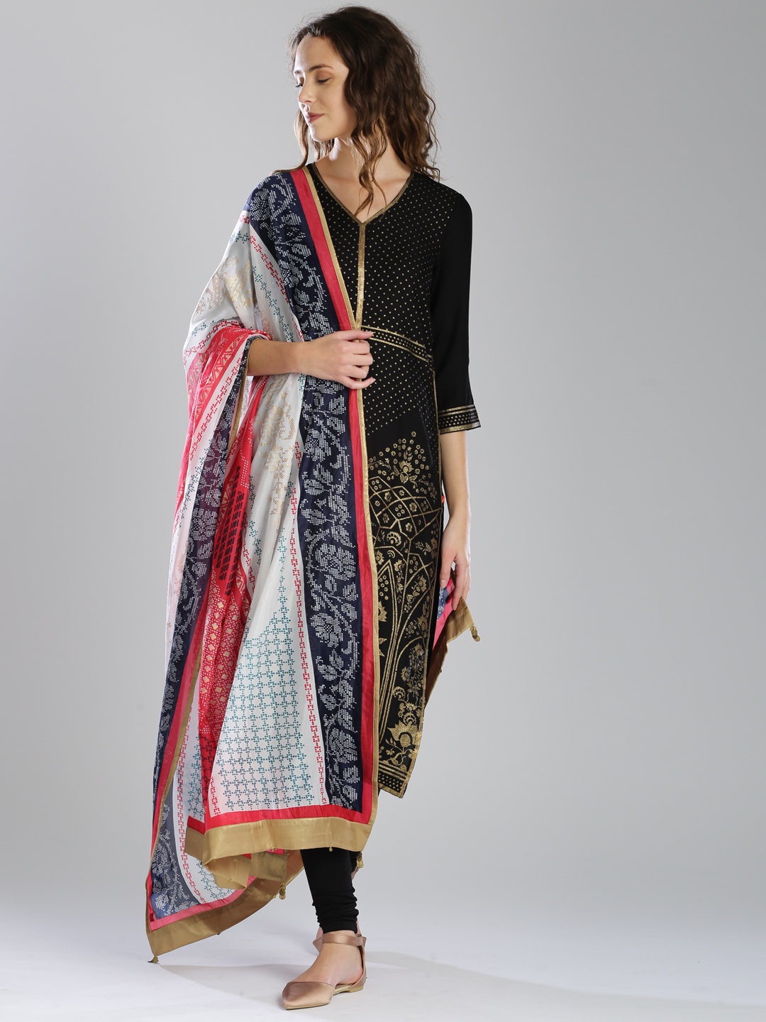 

WISHFUL by W Women Pink & White Printed Dupatta